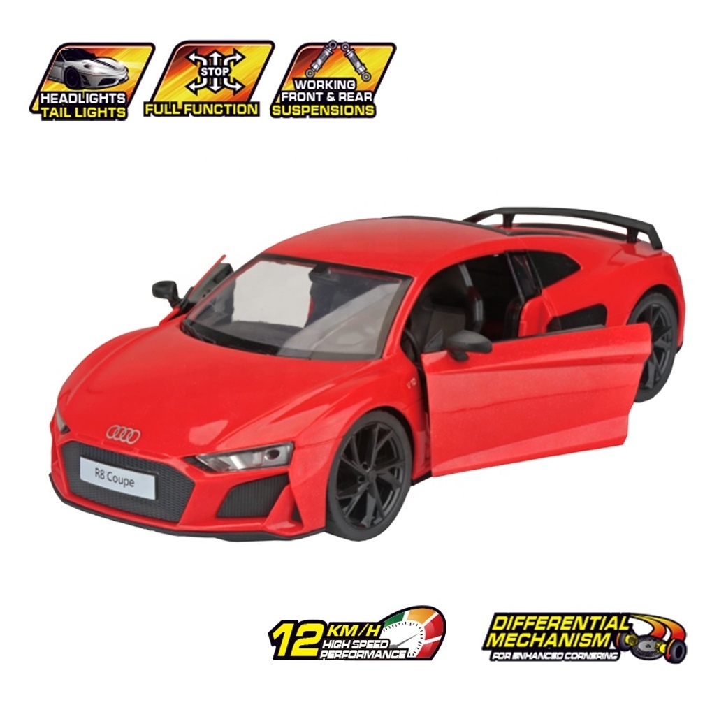 PNC Toy Official Licensed 1:14 Scale Audi R8 Coupe Remote Control Car with Openable Door RC High Speed Electric Race Car -12km