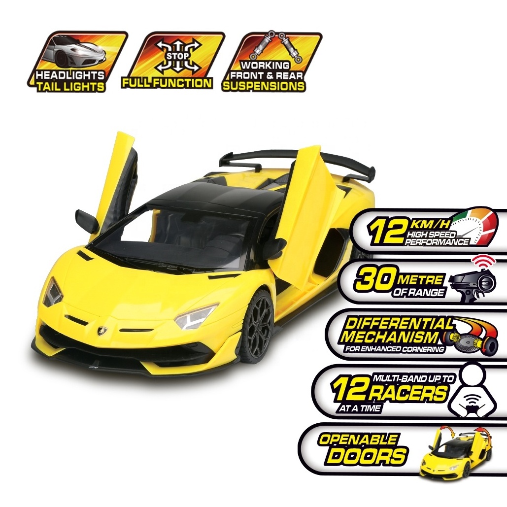 PNC Toy Official Licensed Lamborghini Aventador SVJ Roadster Remote Control Car 1:14 Scale 2.4Ghz RC High Speed Racing Car -12KM