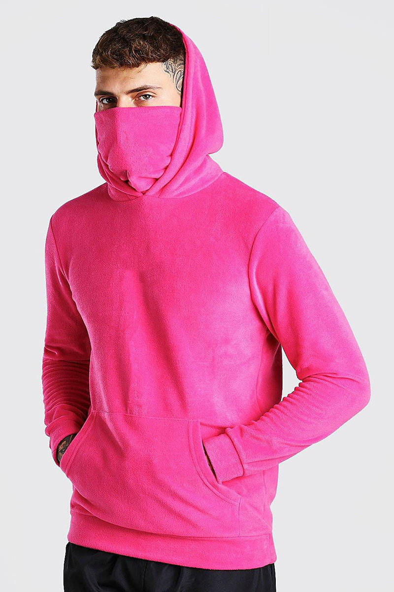 Fall winter OEM ODM Custom New Design High Quality Solid Color Face Cover Men Blank Ninja Hoodies With Masked