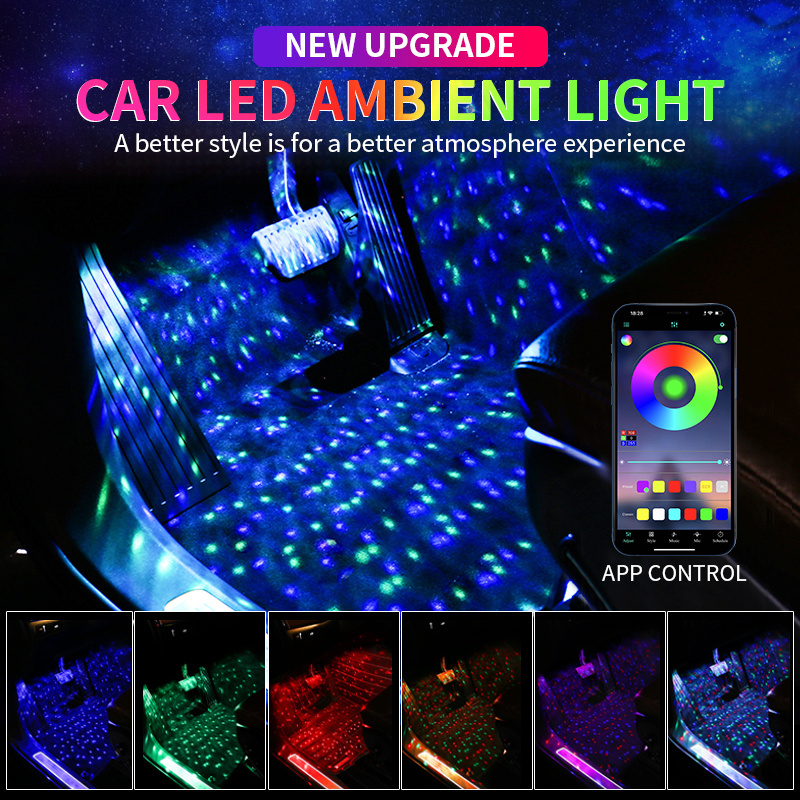 DC 12V Car accessories Auto Floor Starlight Starry Atmosphere Lights Romantic Interior Galaxy Lighting Ambient Star Light