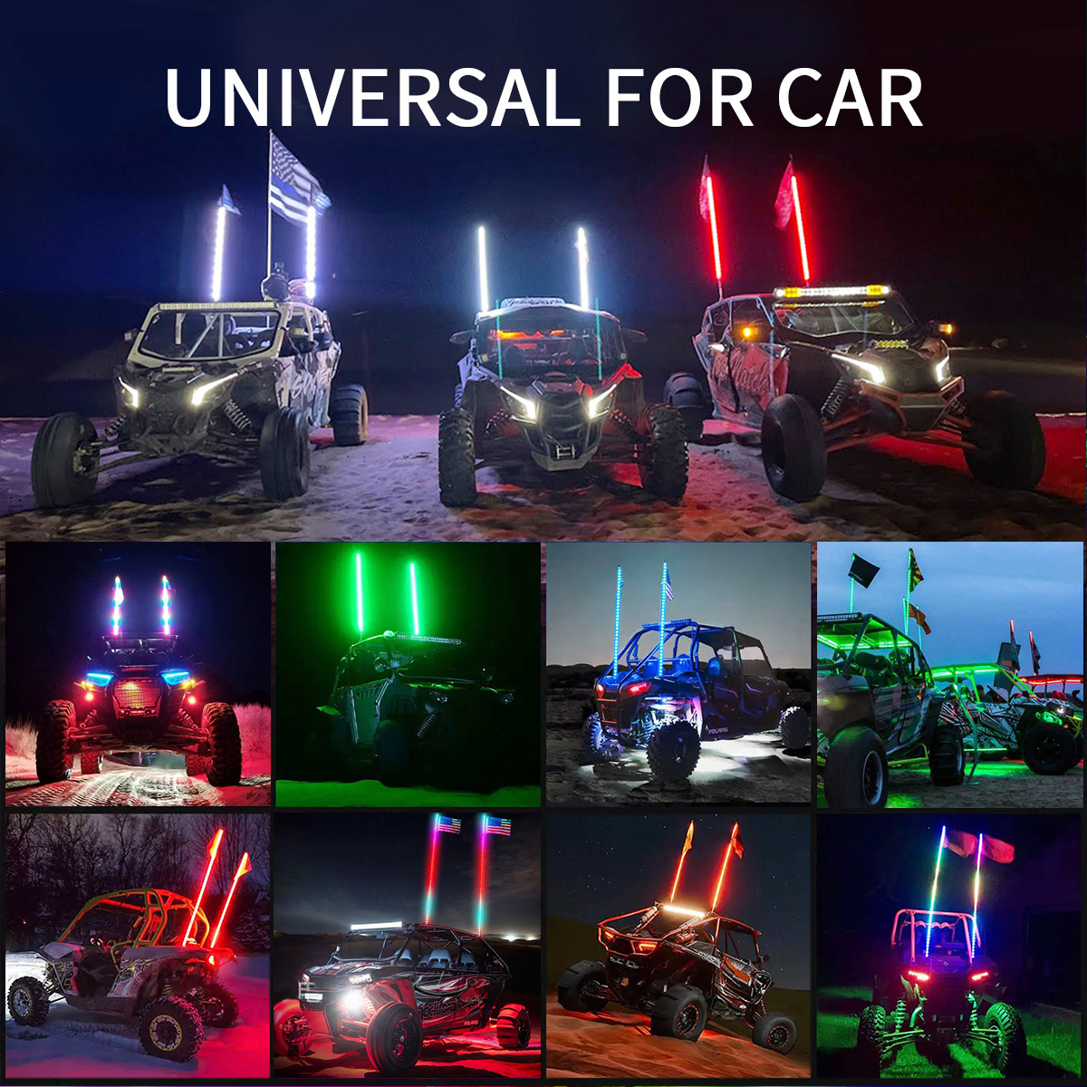 2ft 4ft 21 Modes RF Wireless Remote USA Flag LED Lighted Whip Antenna for RZR Can-Am Polaris LED Whip Light for UTV ATV