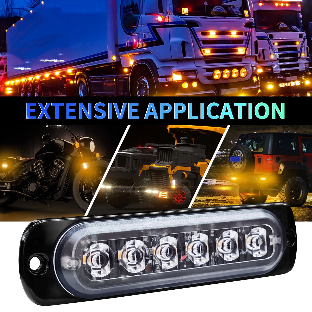 Super Bright LED Emergency Strobe Warning Caution Hazard Lights Bar with 16 Different Flashing for Cars Trucks Vehicle SUV