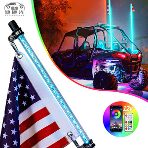 2ft 4ft 21 Modes RF Wireless Remote USA Flag LED Lighted Whip Antenna for RZR Can-Am Polaris LED Whip Light for UTV ATV