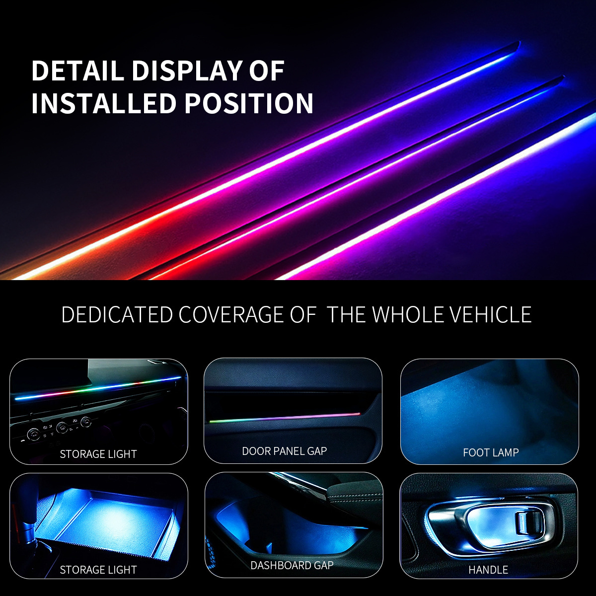 Universal 18 In 1 Symphony Led Atmosphere Lights Car Rgb Acrylic Strips Interior Ambient Lighting Car Interior Atmosphere Light