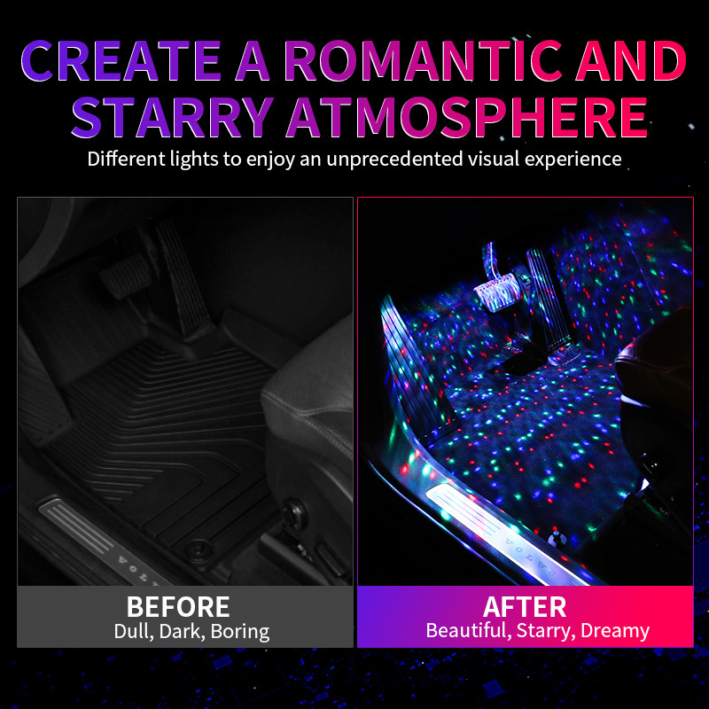 DC 12V Car accessories Auto Floor Starlight Starry Atmosphere Lights Romantic Interior Galaxy Lighting Ambient Star Light