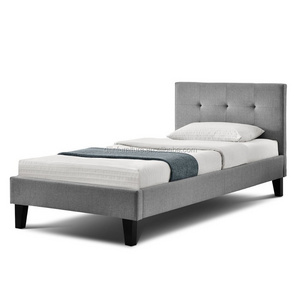 Buttoned Headboard Grey Fabric Upholstered Bed Frame (Single 3FT)