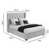 Safina Diamante Wing Headboard Back Silver Grey Velvet Double Ottoman Fabric Bed