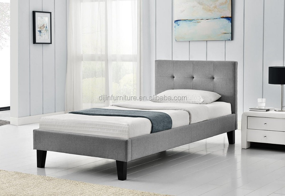 Buttoned Headboard Grey Fabric Upholstered Bed Frame (Single 3FT)