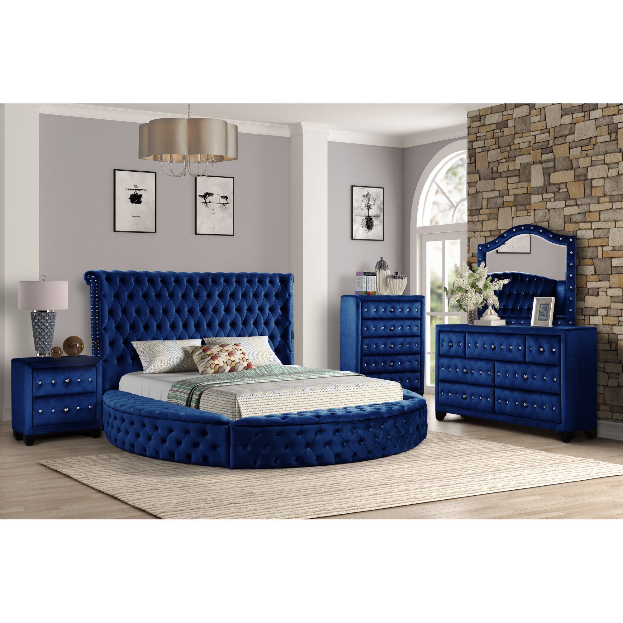 Modern Bedroom Furniture with Multimedia round bed