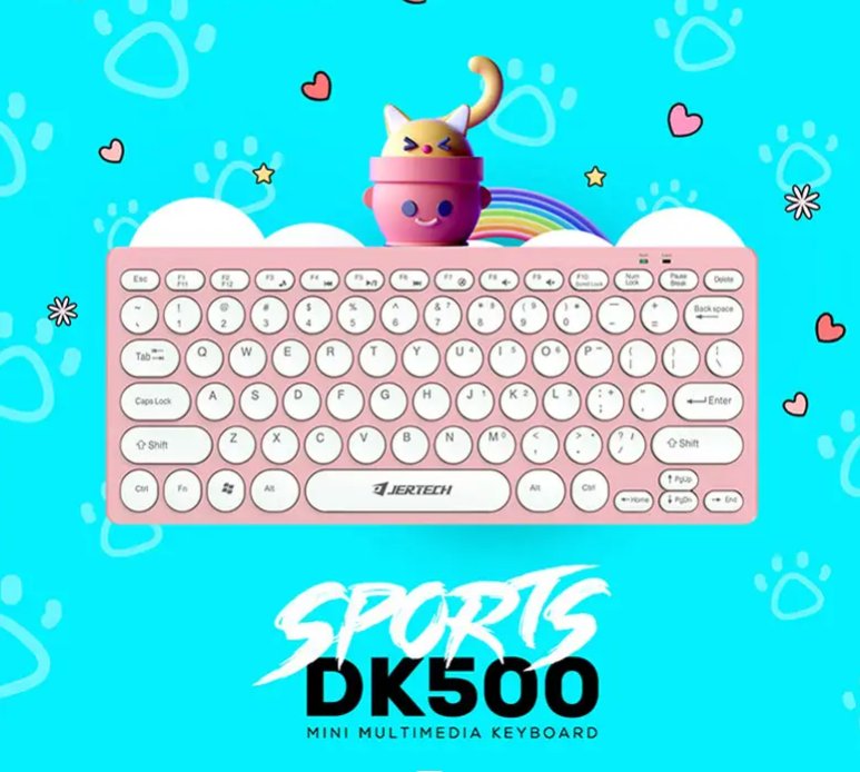 Fashion Mini Multimedia Button Game Keyboard DK500 Male Pink Color Ultra Thin Wired Keyboard