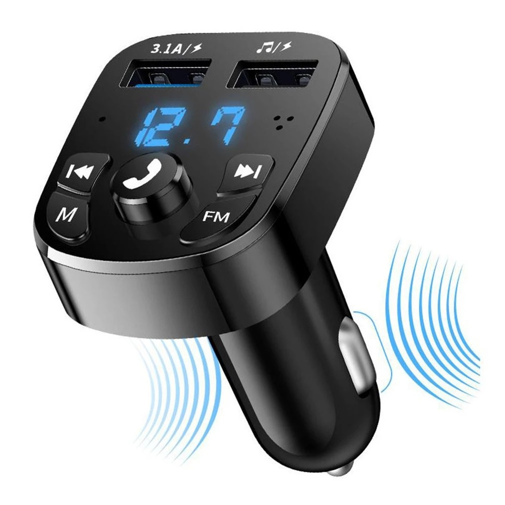 Car Hands Free BT Compaitable 5.0 FM Transmitter Car Kit MP3 Modulator Player Handsfree Audio Receiver 2 USB Fast Charger