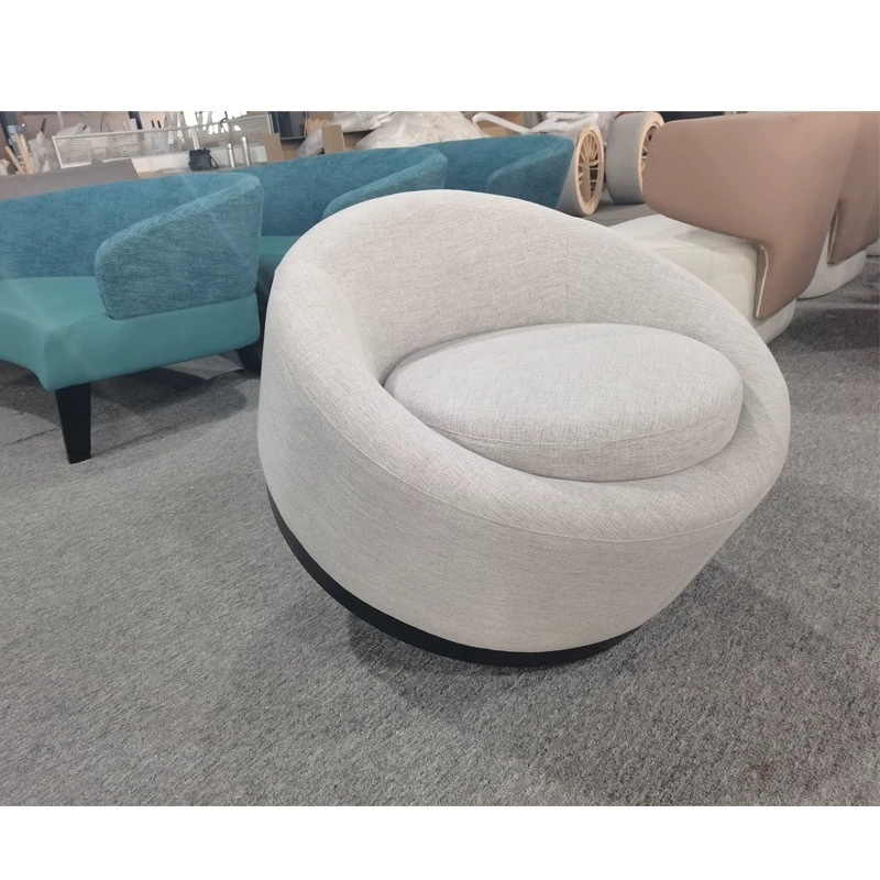 Modern Indoor Fabric Metal Round Cozy Chair Sofa Chairs For Lounge Living Room Relax Lounge Chair