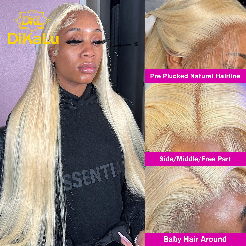 DKL 13x4 613 Honey Blonde Human Hair Wigs Transparent Remy Brazilian 13x6 Color Lace Frontal Wig For Women 8- 40 Inch