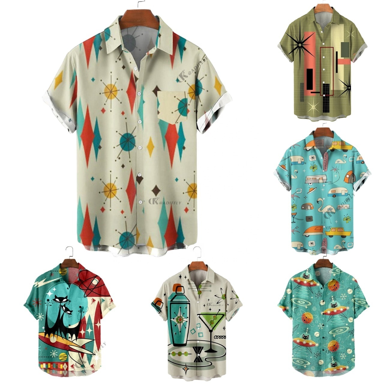 2024 Custom Aloha Resort  Fashion Mens Shirts Clothing Designer Men Summer Shirts Men Button Down Hawaiian Shirts