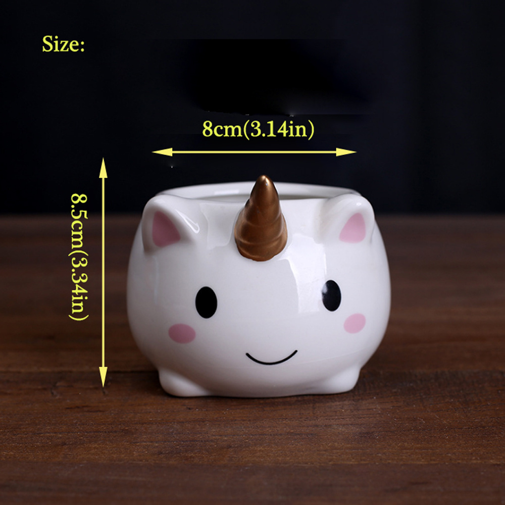 unicorn succulent pot Ceramic Flower Pot Cute Cartoon animal Flowerpot Plant Container Green Planters Small Bonsai Pots