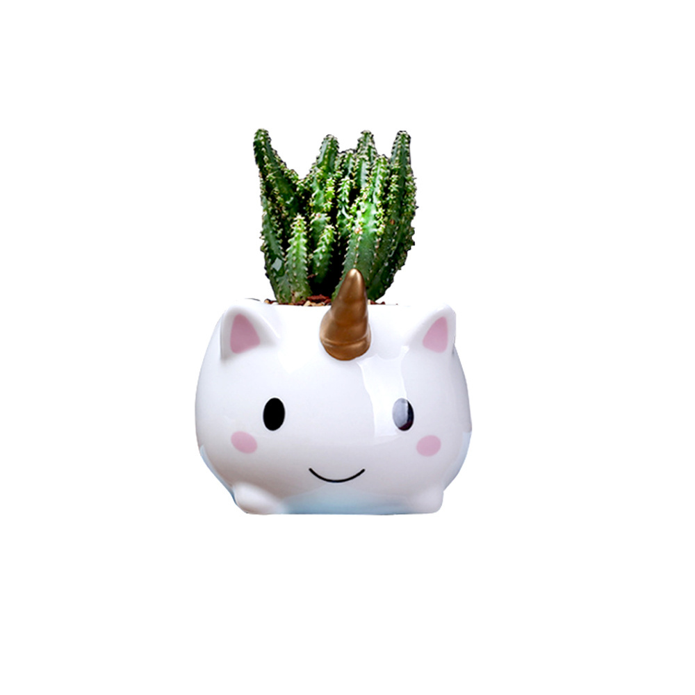 unicorn succulent pot Ceramic Flower Pot Cute Cartoon animal Flowerpot Plant Container Green Planters Small Bonsai Pots