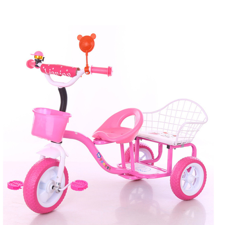 Cheap kids tricycle rickshaw tricycle with back seat and 3 wheels stainless steel tricycle