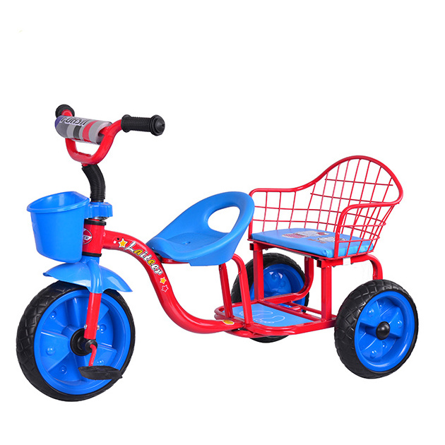 Cheap kids tricycle rickshaw tricycle with back seat and 3 wheels stainless steel tricycle