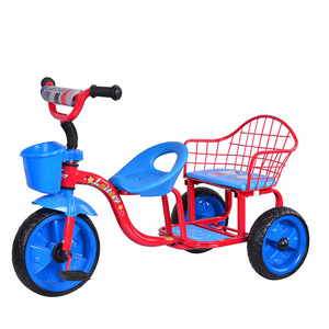 Cheap kids tricycle rickshaw tricycle with back seat and 3 wheels stainless steel tricycle