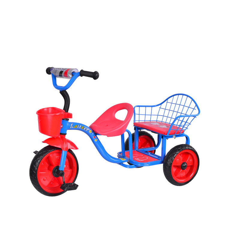 Cheap kids tricycle rickshaw tricycle with back seat and 3 wheels stainless steel tricycle