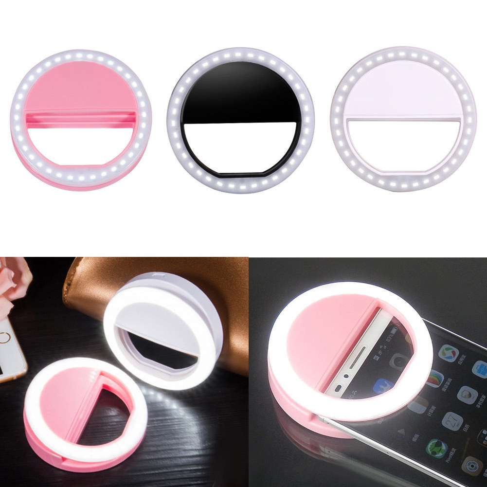 Portable Rechargeable USB Camera Clip Photography Video Mobile Phone LED Ring Selfie Light