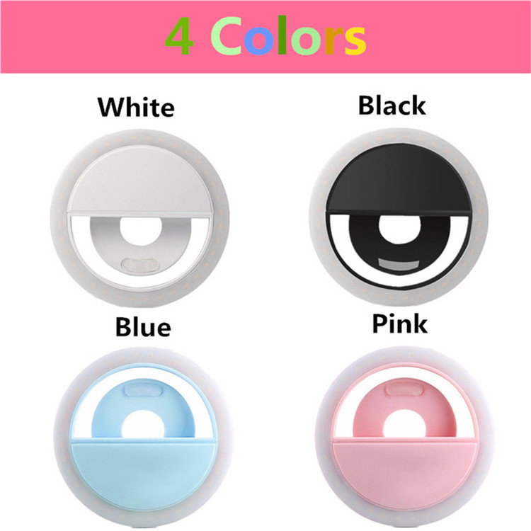 Portable Rechargeable USB Camera Clip Photography Video Mobile Phone LED Ring Selfie Light