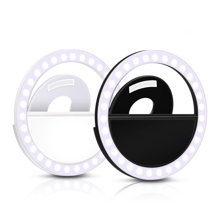 Portable Rechargeable USB Camera Clip Photography Video Mobile Phone LED Ring Selfie Light