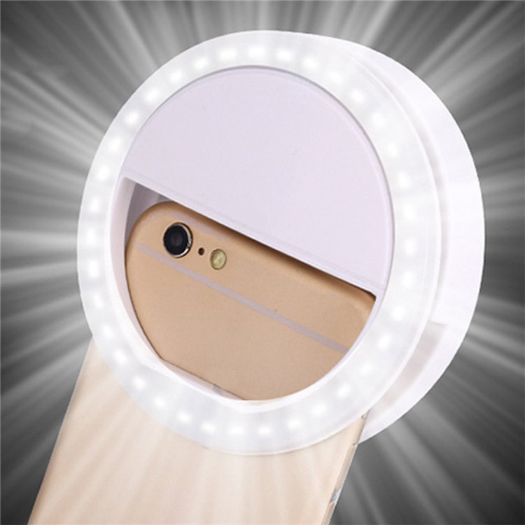 Portable Rechargeable USB Camera Clip Photography Video Mobile Phone LED Ring Selfie Light