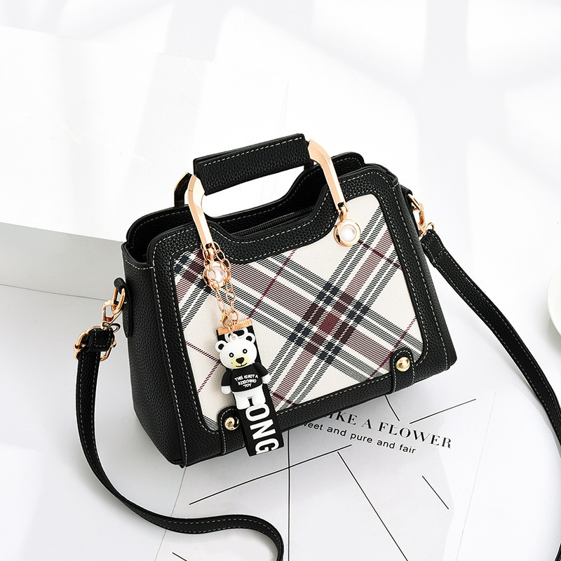 Trendy Custom women Fashion Shoulder Bag New plaid Pu Leather Ladies simple Striped Pattern Handbags