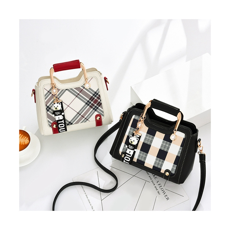 Trendy Custom women Fashion Shoulder Bag New plaid Pu Leather Ladies simple Striped Pattern Handbags