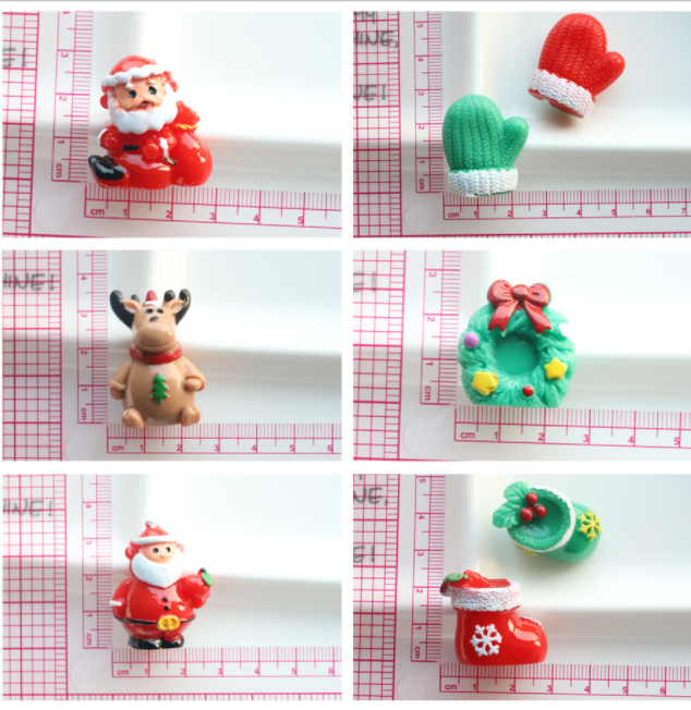 xmas crafts hand made Cute Standing resin christmas reindeer snowman santa claus gift box wreath bear hat socks