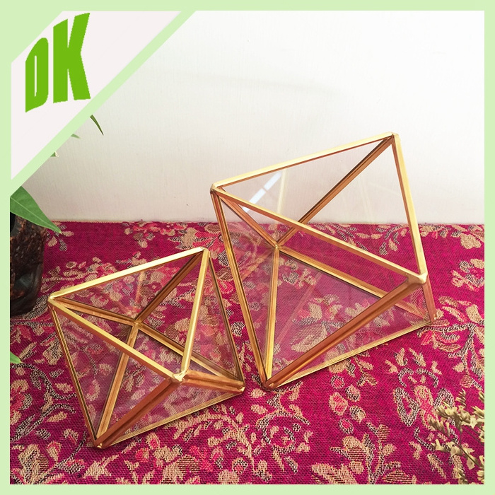 Triangle Glass Tray / Decor / Jewelry Box / Triangle Home wedding*all the shapes can be made* glass wooden pyramid display case