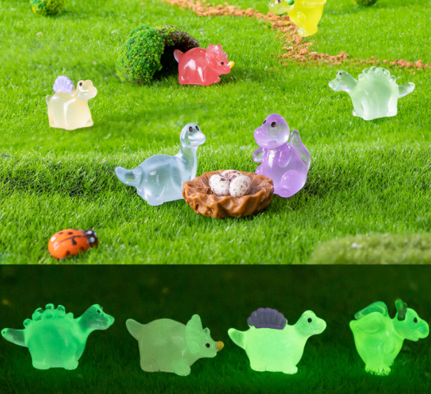 luminous resin craft small model ornaments animal dinosaur miniature figures for garden bath bomb kids bulk small toy assortment