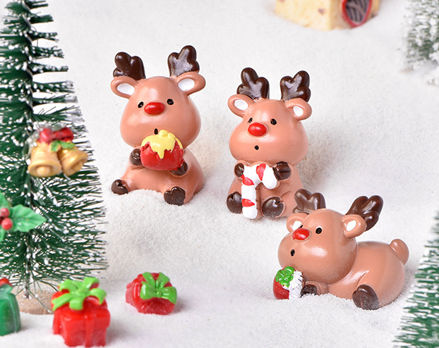 new design fairy garden statue animal decorative luxrious christmas mini resin deer figurine