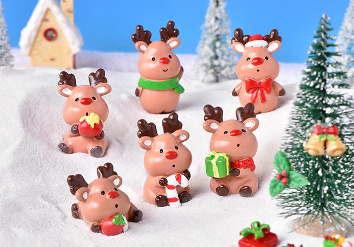 new design fairy garden statue animal decorative luxrious christmas mini resin deer figurine