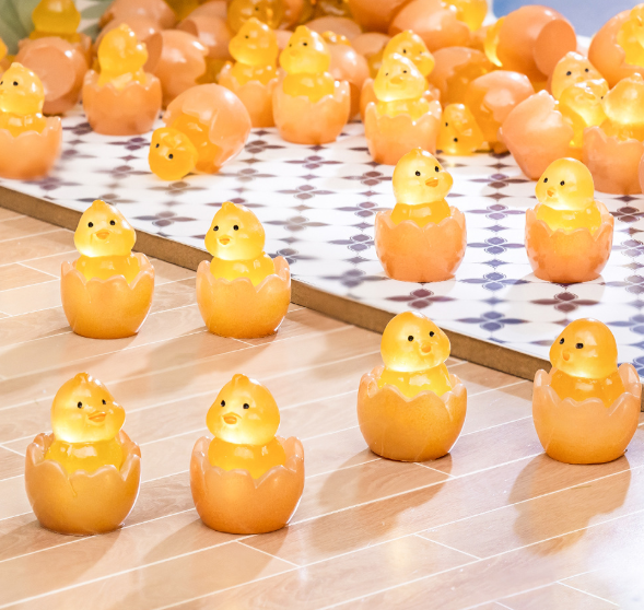 luminous Gold Yellow Little Chicken Chick Miniature Ornament animal figurines toy resin duck cutegarden statues