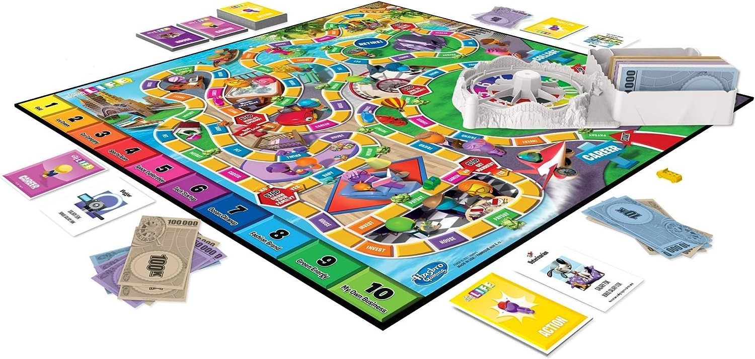 Giant Edition Family Board Game Indoor/Outdoor Fun Game with Big Oversized Gameboard Cards Spinner for Adults and Kids