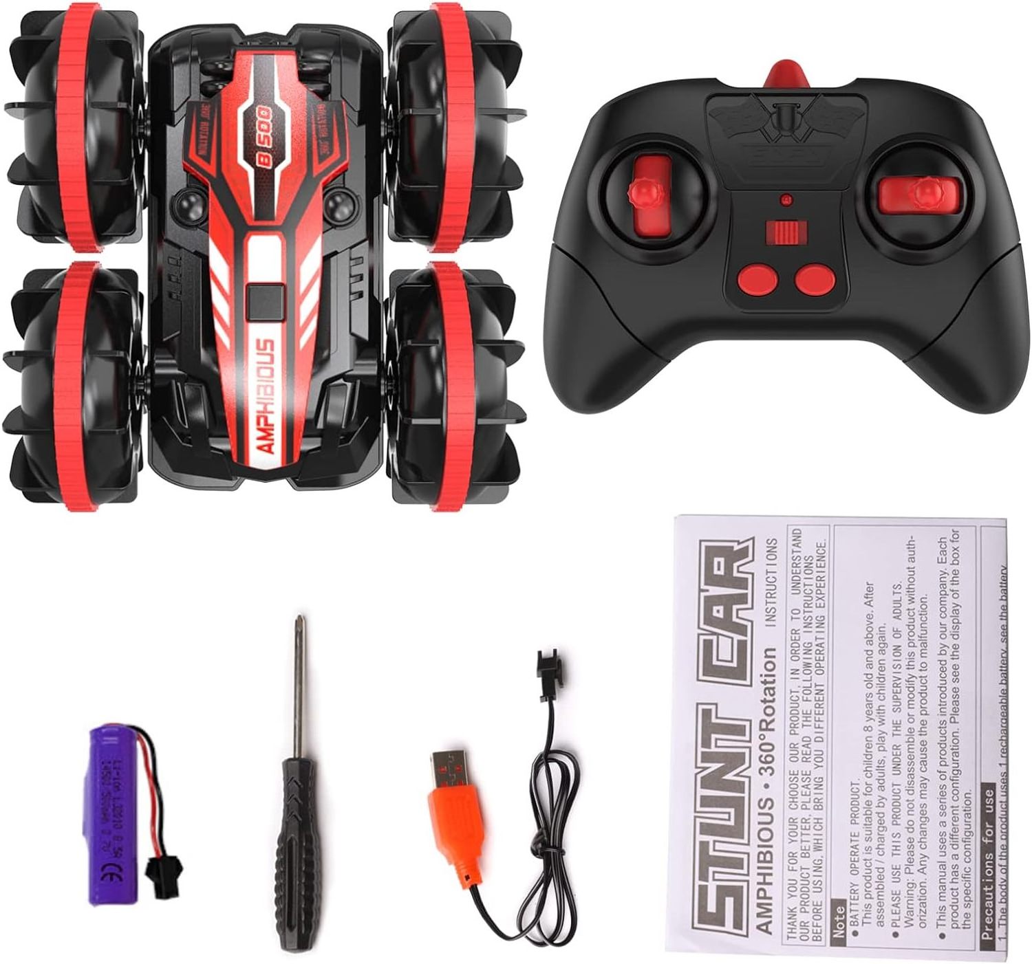 Amphibious Remote Control Car 4WD Remote Controlled Off-Road Toy Waterproof RC Stunt Car All Terrain Beach Pool Water Toy