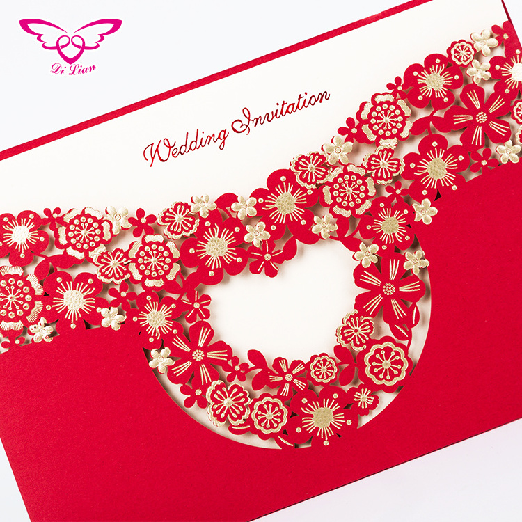 Sweet Love Design Luxurious Wedding Invitation Card