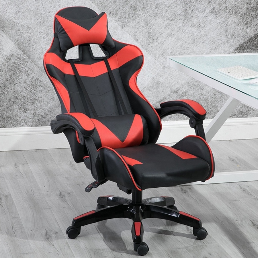 Zero Gravity Cyber Cafe Rocking Chair Gaming Cheap Computer PC Game Chair With Foot Rest Golden PU Leather Racing Chair Gaming