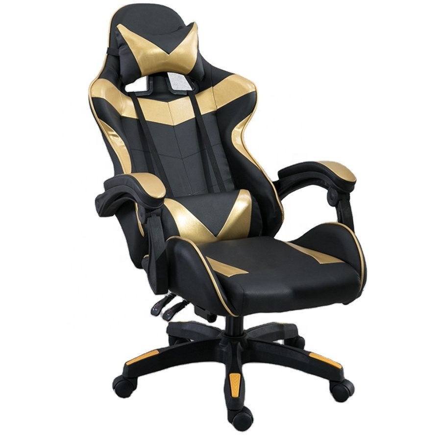 Big And Tall Gaming Chair Footrest Golden Leather Ultimate Car Game Racing Chair Dropshipping Rocking Swivel Office Racing Chair