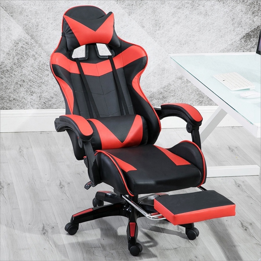 Zero Gravity Cyber Cafe Rocking Chair Gaming Cheap Computer PC Game Chair With Foot Rest Golden PU Leather Racing Chair Gaming