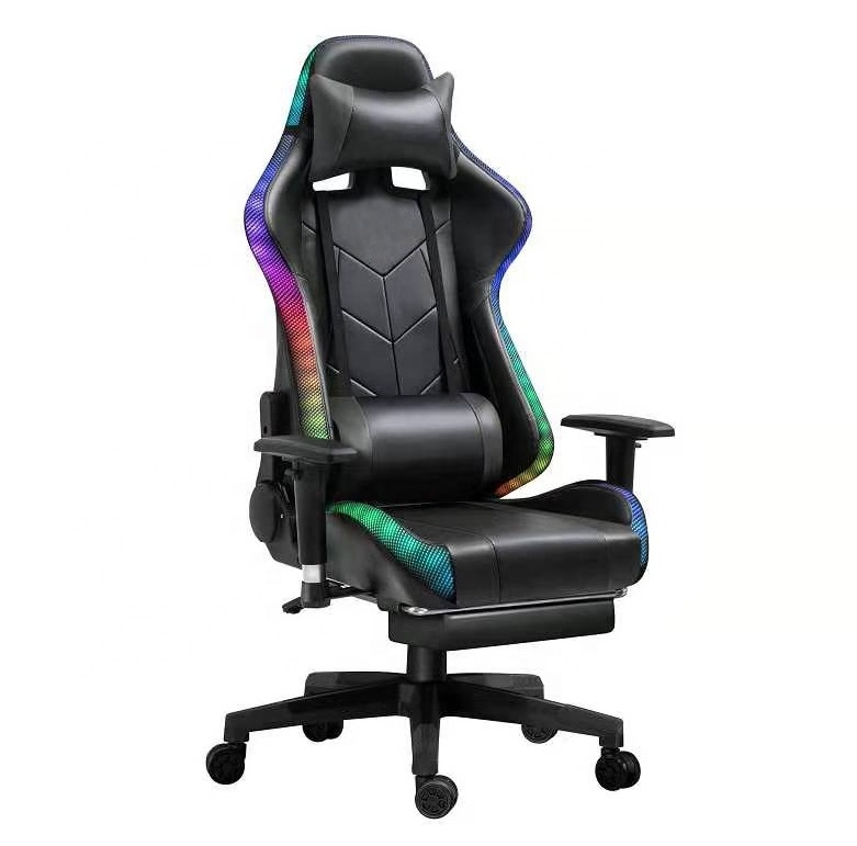 Latest Gaming Chair With Led Light Full Black Rgb Led Game Chair with Customize Logo Heavy Duty Esport VR Racing Chair