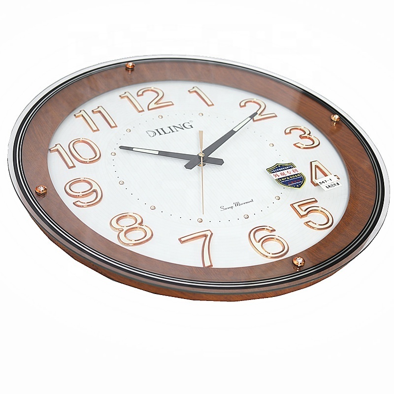 DILING 50cm Elegant Home Decoration wall clock glass quartz wall clock 3d large digital glow silent Round wall clock