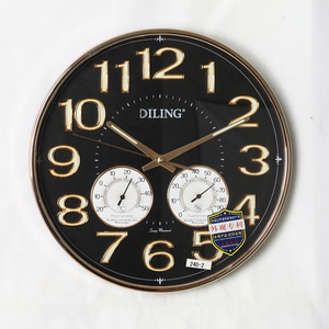 Diling Round Silent Sweep Movement glass Wall Clock 3d digital color luminous Wall Clock with Temperature and humidity display