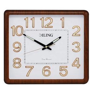 DILING 40cm simple design square at night battery operated plastic silent quartz clock easy Reading luminous digital wall clock