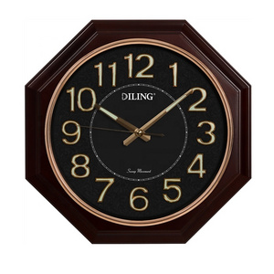 Wholesale Modern Regular Octagon clock Luminous Shape Plastic Wall Clocks for living room decor