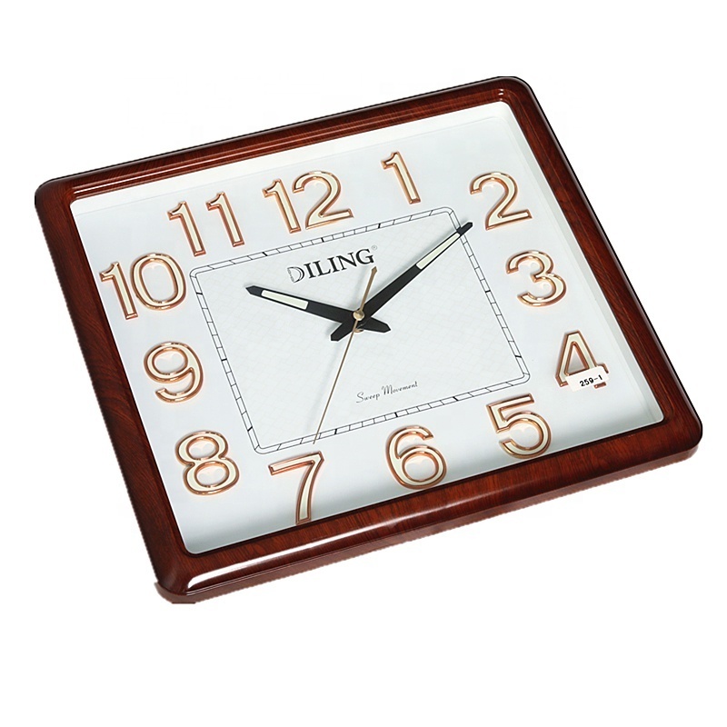 DILING 40cm simple design square at night battery operated plastic silent quartz clock easy Reading luminous digital wall clock