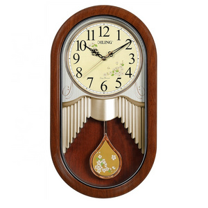 DILING beautiful high quality home decoration silent movement sweep art clock antique grandfather pendulum wall clock