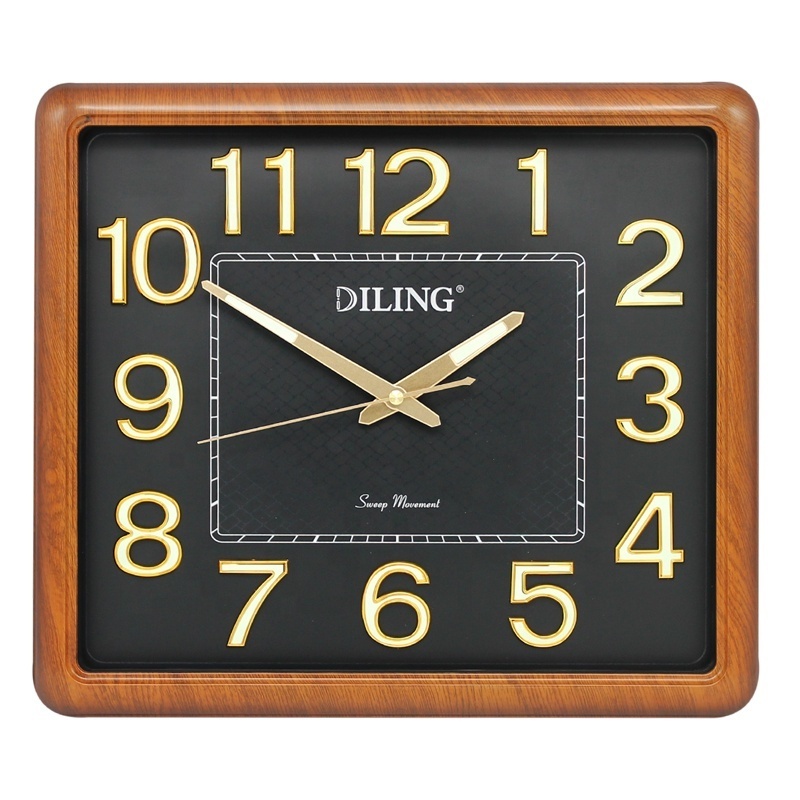 DILING 40cm simple design square at night battery operated plastic silent quartz clock easy Reading luminous digital wall clock